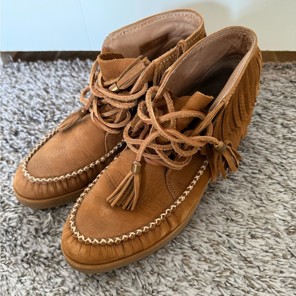 UGG Caleb chestnut fringe booties